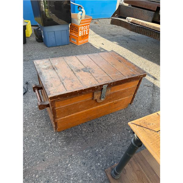 Wood chest measures 4 1/2" x 21" x 19" tall