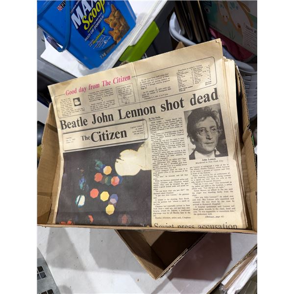 Beetle, John Lennon shot dead newspaper clipping