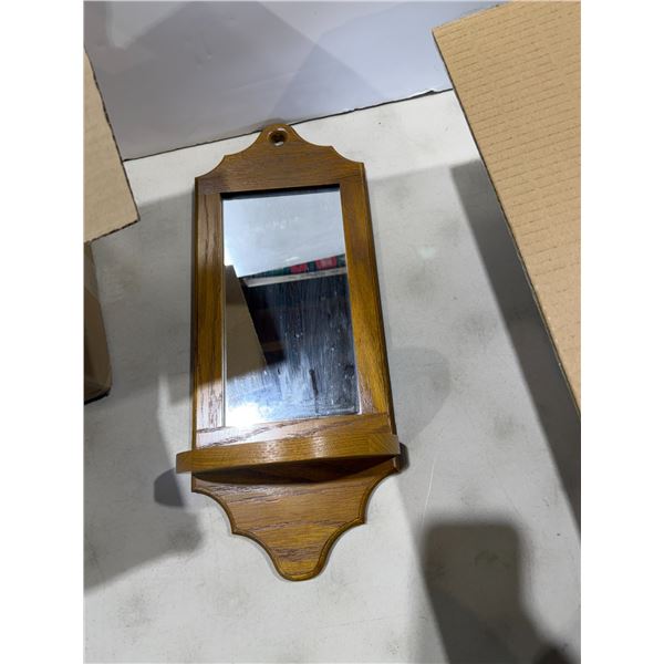 Wall mirror shelf