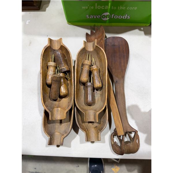 Wood, corn holders, etc.