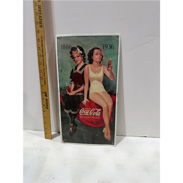 Coca-Cola 50th anniversary tin sign