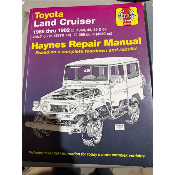 HAYNES repair man manual Toyota Land Cruiser 1968 through 1982