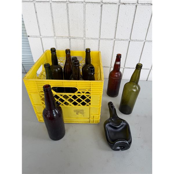 Vintage bottles in crate