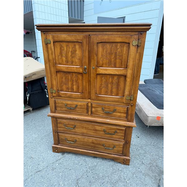 Armor dresser, one handle needs replacing measures 39 1/2" x 19" x 60" tall