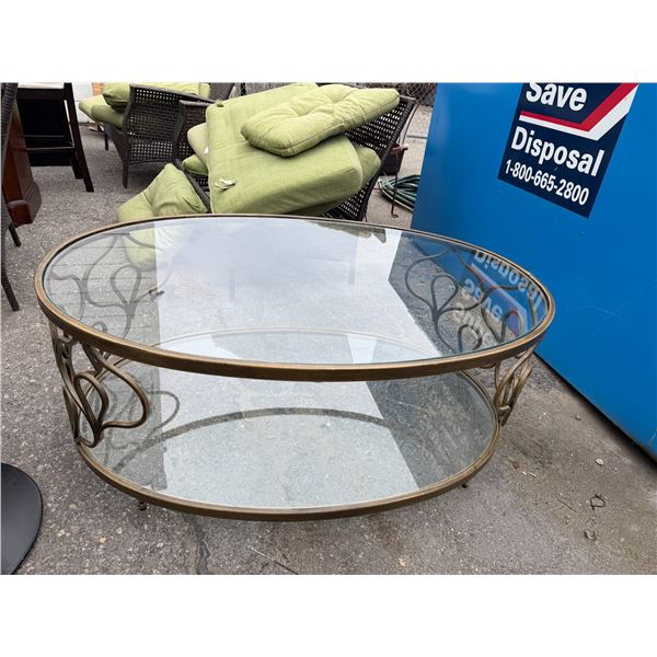 Glass Coffee Table measures 48 inches bye 30" x 19 1/2" tall C