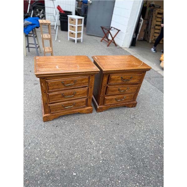 A pair of nightstands each measures 24" x 16" x 4" tall