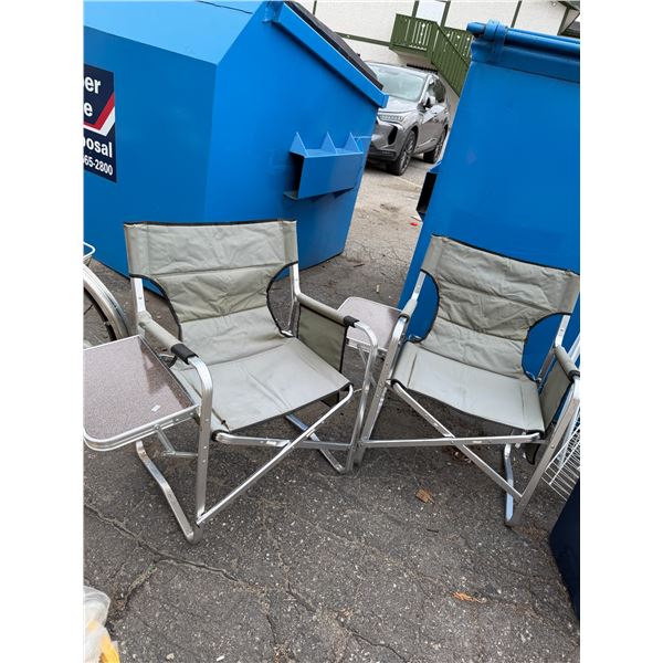 Folding patio chairs with side table has someware see picture