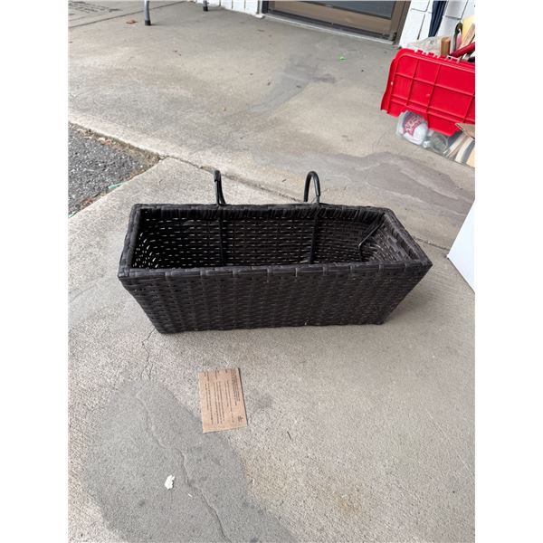 Rail hanging planter basket