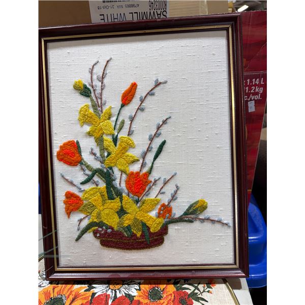 Handcrafted wall hanging measures 12" x 15"
