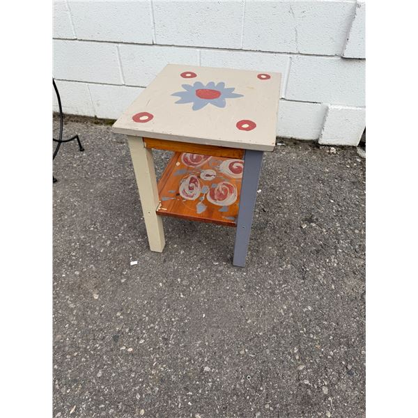 Side table measures 14 1/2" x 17" x 19" tall