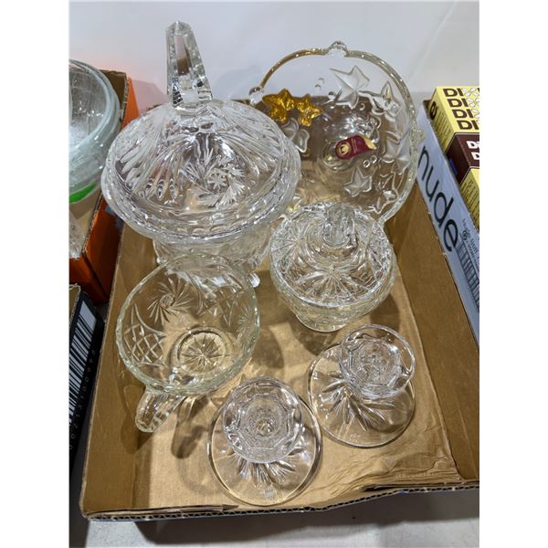 Crystal candy dish, and other items