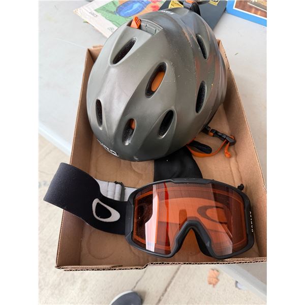 Giro helmet and Oakley goggles