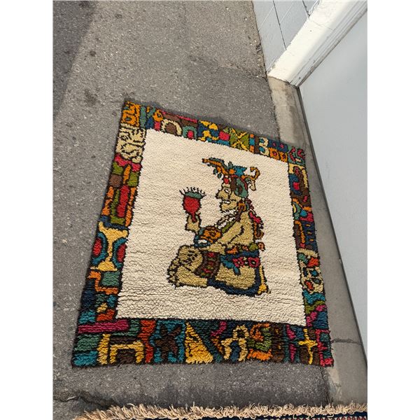 vintage wool rya rug or wall tapestry 46 x 41