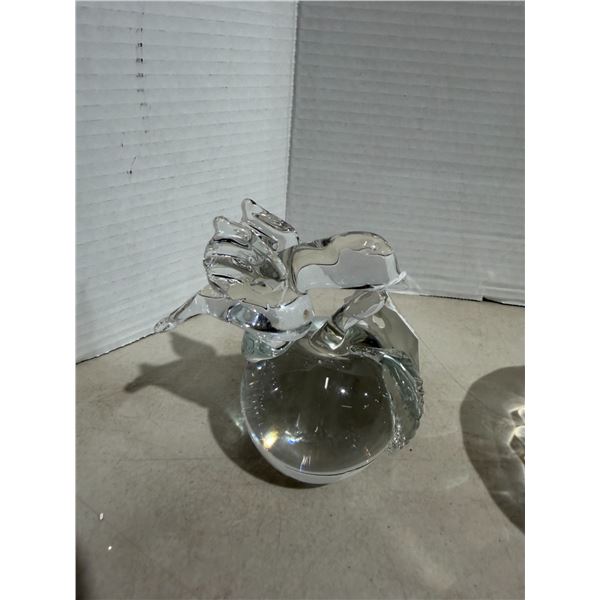 Crystal Bird on Apple paperweight