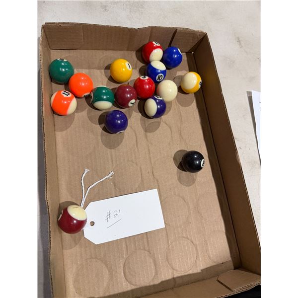 Set of 16 mini 1 1/2 inch pool balls