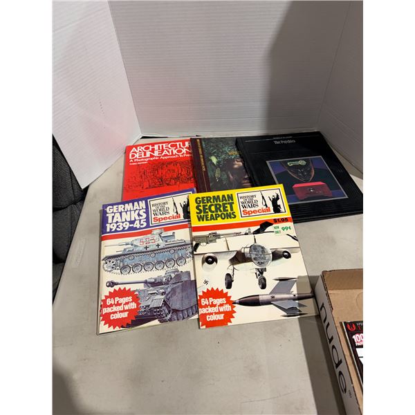 Assorted books, German, secret, weapons, German tanks, psychics, etc.