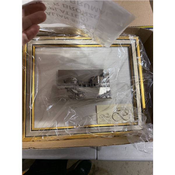 Italian silver plated over bronze scene by BRUMAL 13x11