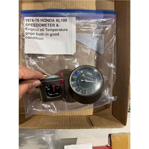 19 74–76 Honda XL 100 speed speedometer engine oil temperature gauge both in good condition