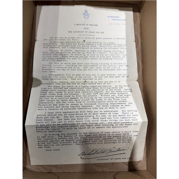 A message of welcome from the Secretary of State for air 1941