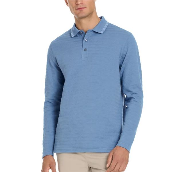 NEW TED BAKER POPCORN STRIPED LONG SLEEVE POLO