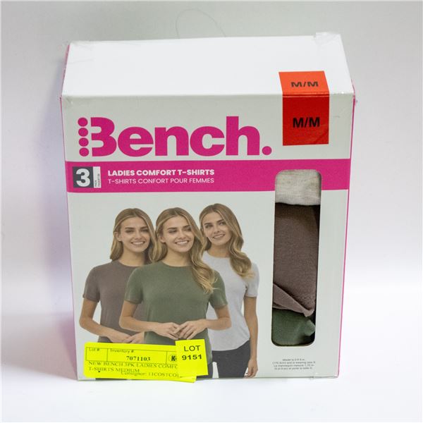 NEW BENCH 3PK LADIES COMFORT T-SHIRTS MEDIUM
