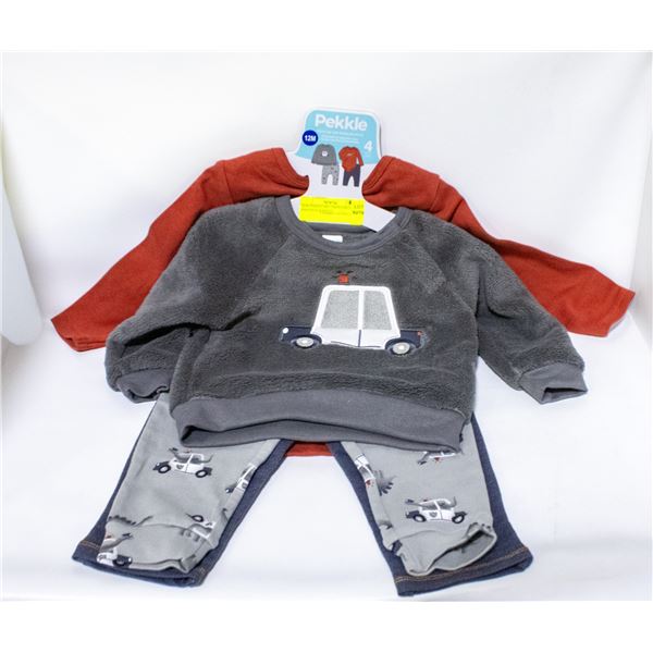 NEW PEKKLE 4PC 12M PLUSH TOP W BODYSUIT & PANTS