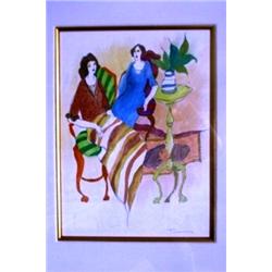 Tarkay Original Watercolor "Untitled"