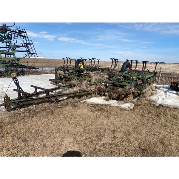 JD 30 Ft. Field Cultivator c/w 3 bar tines has not been used for a few seasons, no visible serial #.