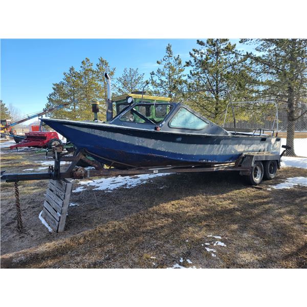 (Lot #'s 305, 306 & 307 are a Group Lot) River boat, 22 1/2 ft. c/w 2- GM V8 motors, has not run for