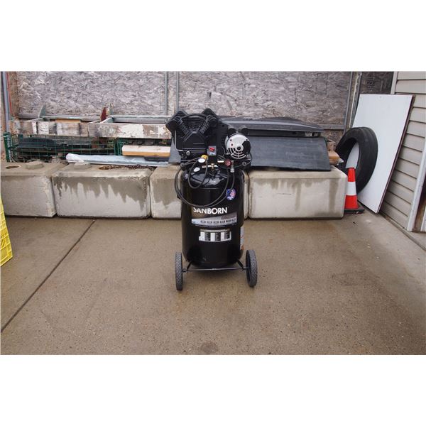 San Born Air compressor, 30-gal, 110/220 volt, As is