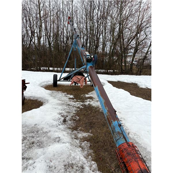 Blue Allied auger 8 inch x 45 ft. c/w 16 Hp Kohler motor, has not run for a number of years