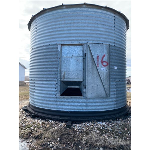 Previously numbered as #16- Butler 3-Ring Grain Bin, 14 ft, 1350 Bu, wood floor. Ph Ron 780-910-9759