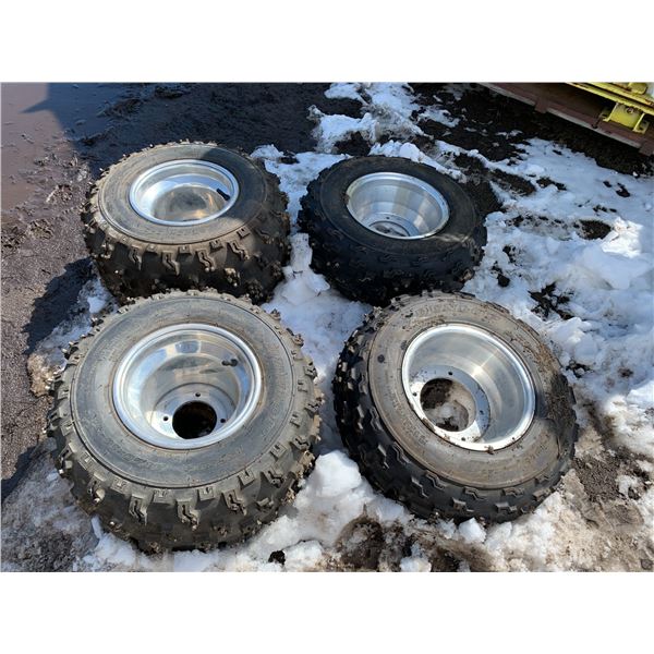 (Lot #'s 338, 339, 340, & 341 are a Group Lot) 4- Dunlop quad tires, KT 335 AT20x10-9 (Selling all t