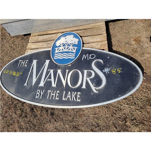 60 inch x 36 1/2 inch BY THE LAKE metal sign