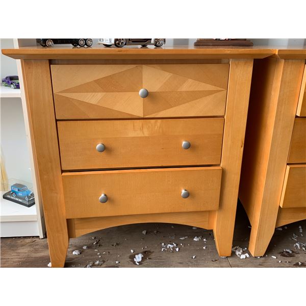 2- Oak 3-drawer bedside tables( selling all together)