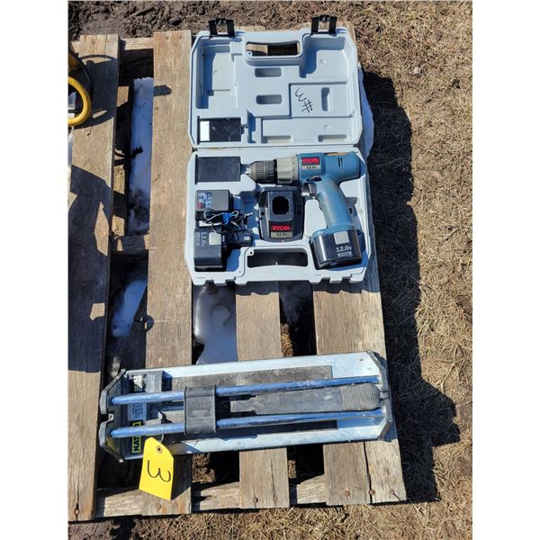 Ryobi cordless drill, 2 batteries, working order, Nattco tile cutter