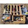 Image 1 : Pallet of Misc. hammers, chisel, sander, scrapers, cement tools, saw & Dremel, working order, etc.