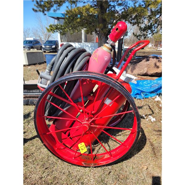 2-wheel fire extinguisher c/w 50 ft. of hose