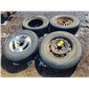 Image 1 : 2- 17 inch tires c/w 6-hole rims, 17 inch tire & 16 inch tire & dodge rim