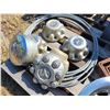 Image 5 : Pallet of misc., hub caps, tool box, cable, 4 heavy brackets, 4- large bolts & misc. steel