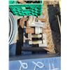 Image 7 : Pallet of misc., hub caps, tool box, cable, 4 heavy brackets, 4- large bolts & misc. steel