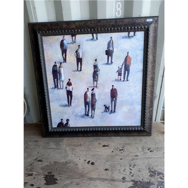 Wall painting of people out a box, 41 inch x 41 inch