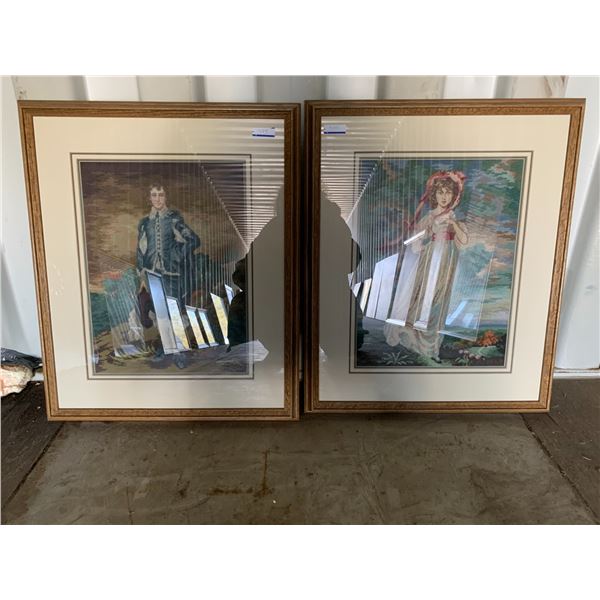 2- Needle point pictures of a man & woman, 26 1/2 inch x 22 inch