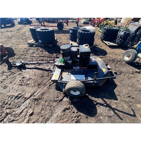 Agri-Fab 44 inch Pull behind mower, 10.5 h.p. B&S motor, needs battery & has cracked fuel tank, Cons