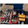 Image 1 : Blue tool box c/w misc. tools, small yellow toolbox, commercial elec. Dual lights c/w stand & 50 Hea