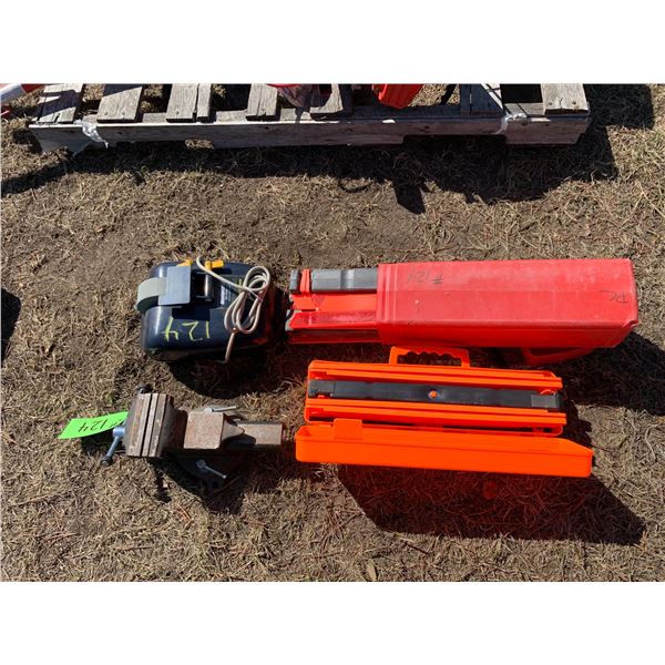 2- Road Hazard markers, Mastercraft wet sharpener & 4 inch vice