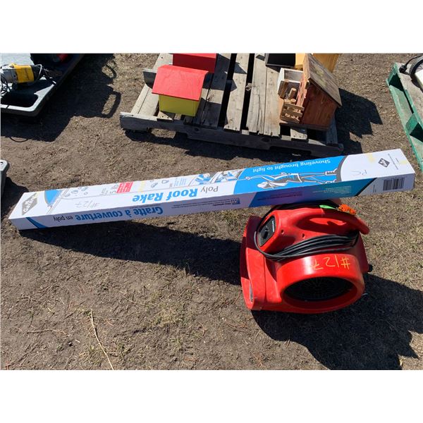 XPower air mover X-600 115V, works, Garant roof rake, 16.25 ft.