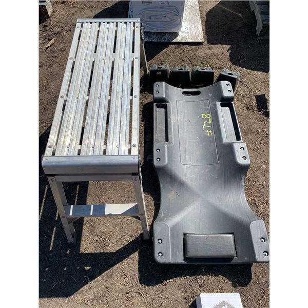 Floor creeper (black), alum. folding bench & 4-wheel shocks