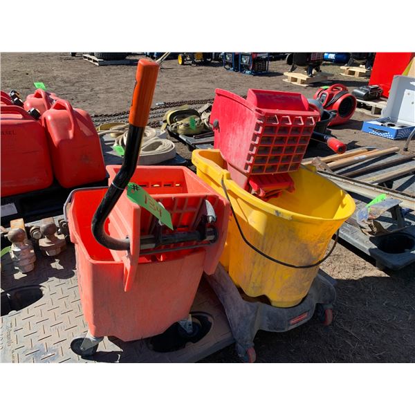 2- Mop pails, LED work lamp, 12 V & 2- Canisters CO2