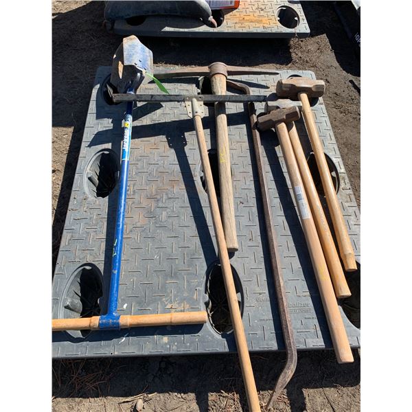 3- Sledge hammers, crowbar, pick axe, squeegee, post auger, etc.